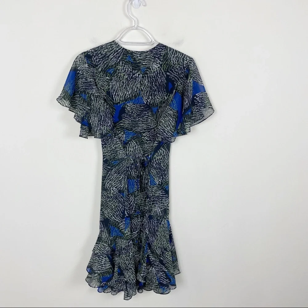REISS Sophie Chiffon Mini Dress Green Jungle Print Green Size 0 - Picture 12 of 12